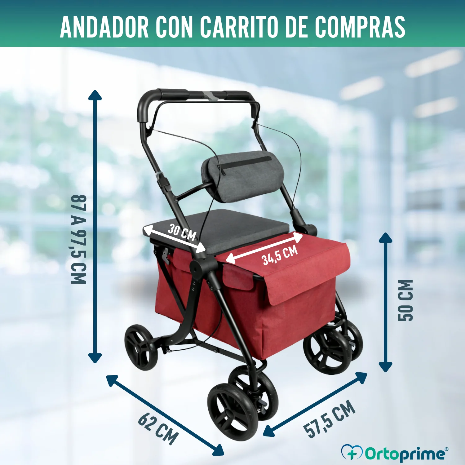 Andador con Carro de la Compra Plegable | Asiento Incorporado - Image 2