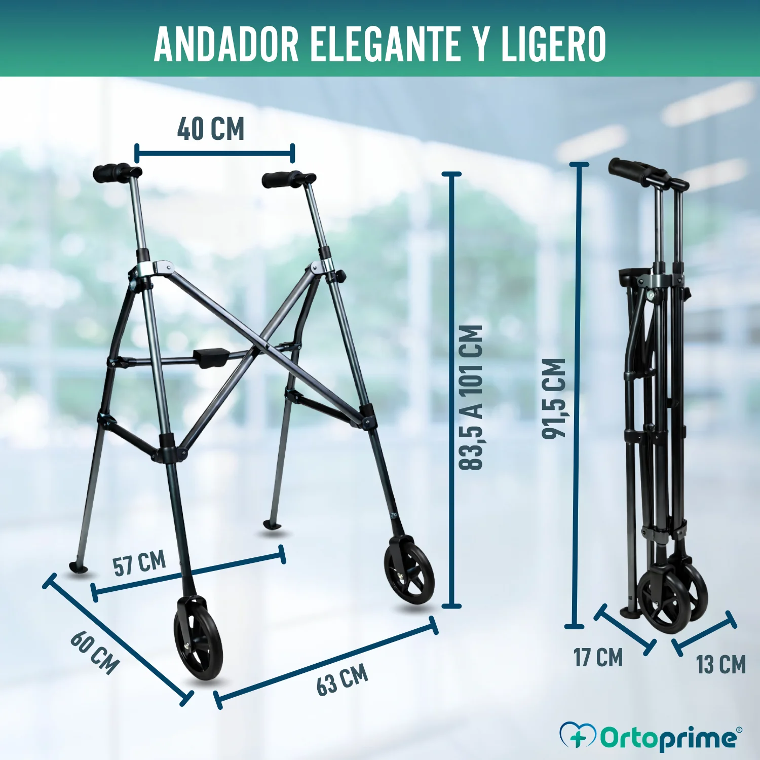 Andador de Aluminio Plegable Tipo Paraguas | Altura Regulable - Image 2
