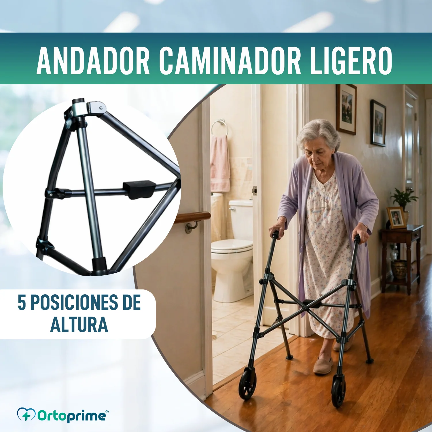 Andador de Aluminio Plegable Tipo Paraguas | Altura Regulable - Image 4