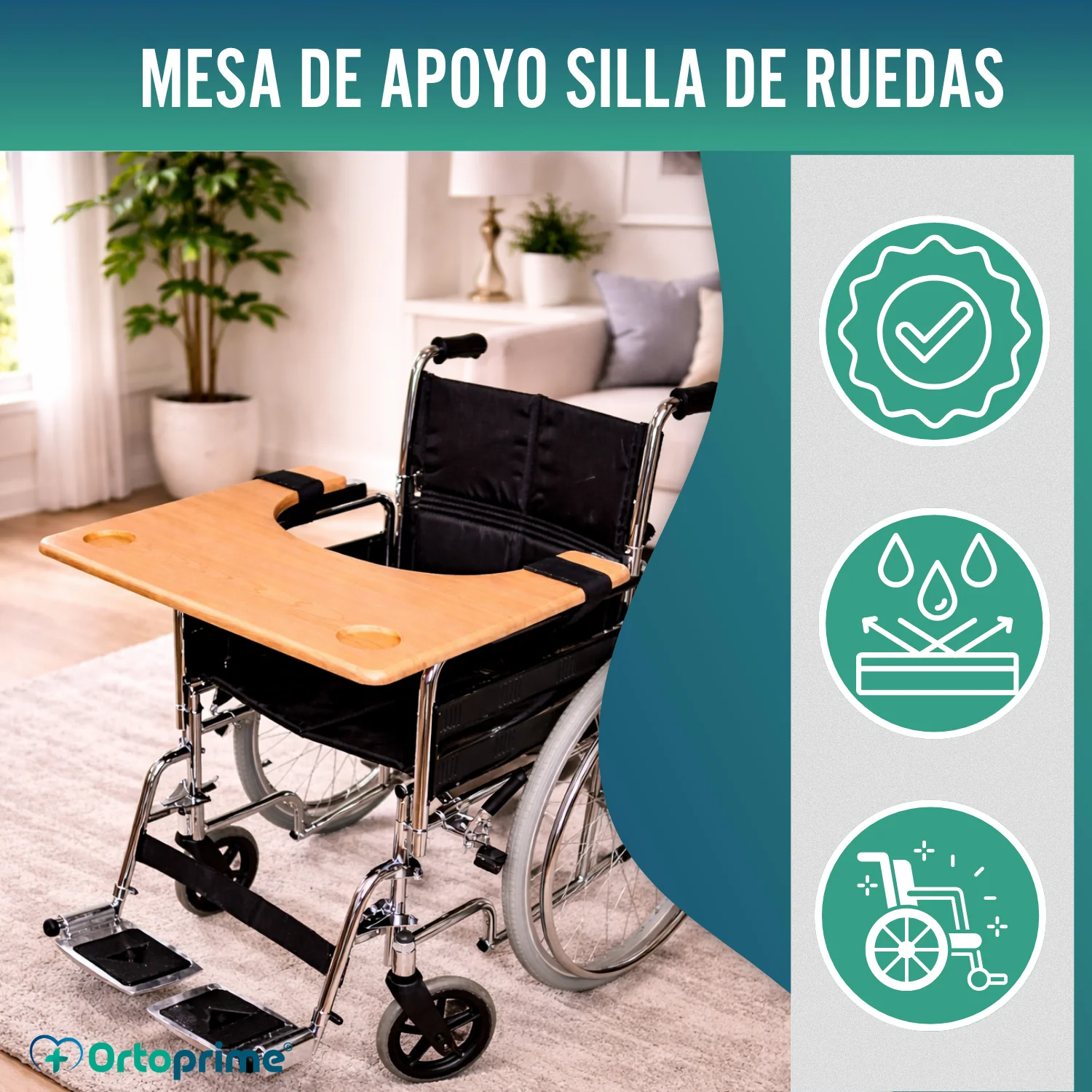 Bandeja para Silla de Ruedas | Mesa Auxiliar Portátil con Portavasos - Image 5