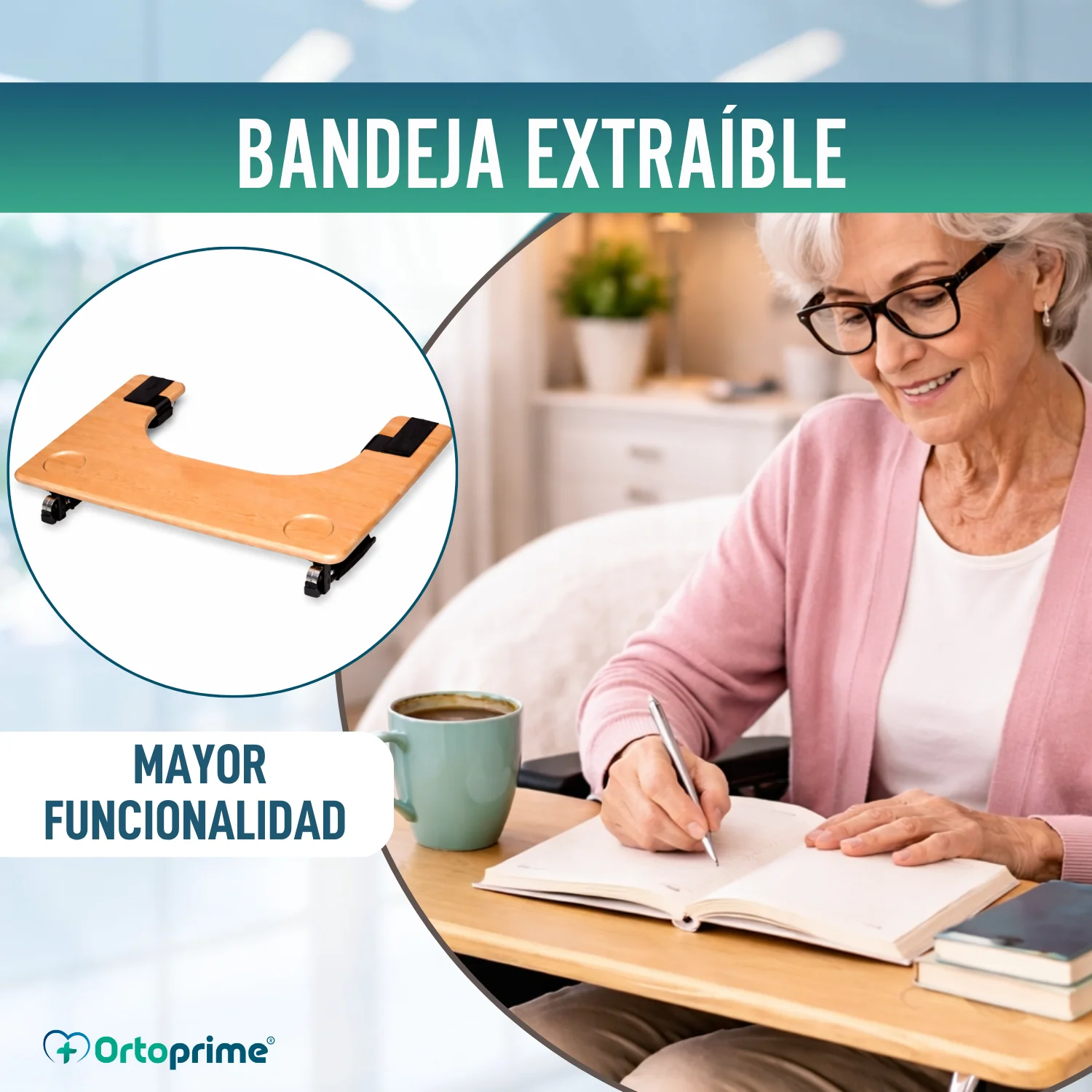Bandeja para Silla de Ruedas | Mesa Auxiliar Portátil con Portavasos - Image 7