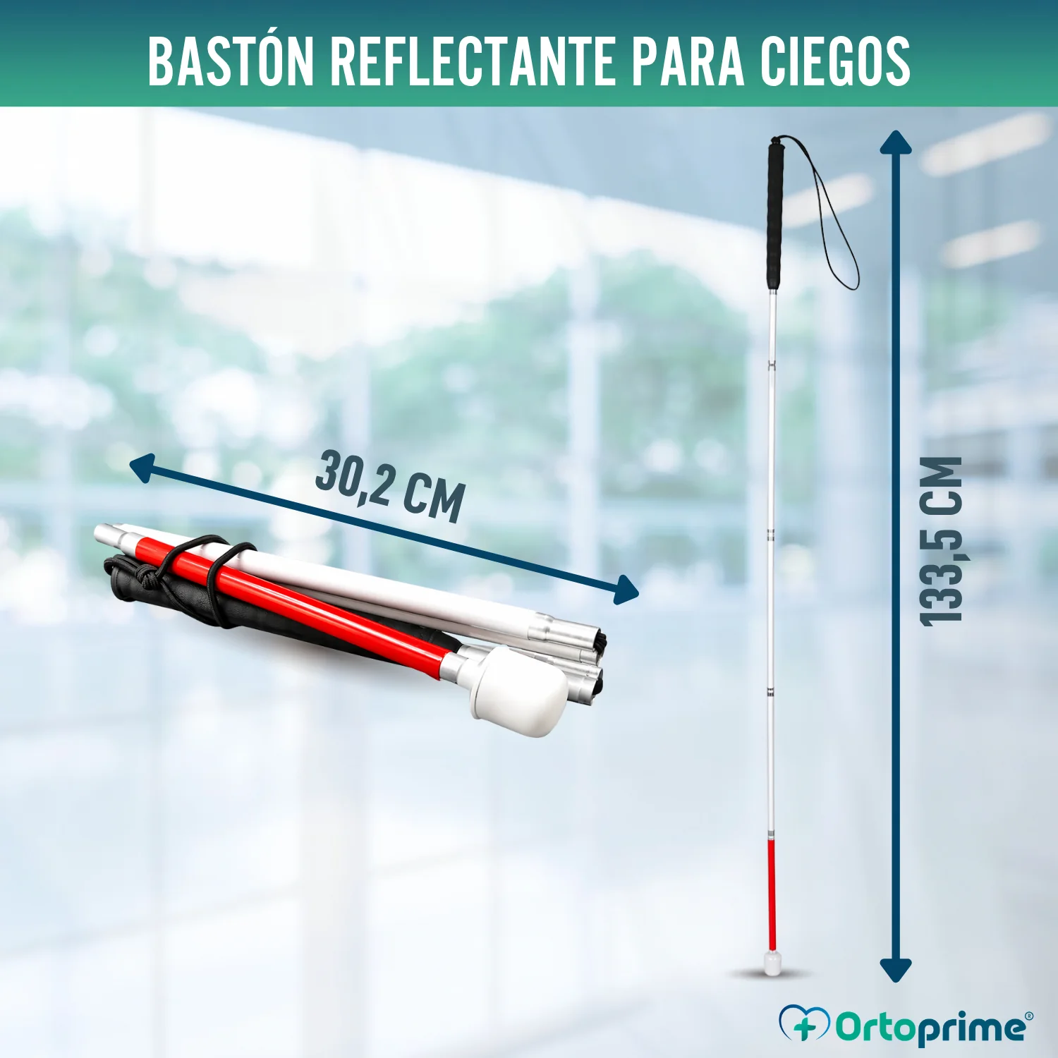 Bastón Guía Plegable de Aluminio para Discapacidad Visual - Image 2