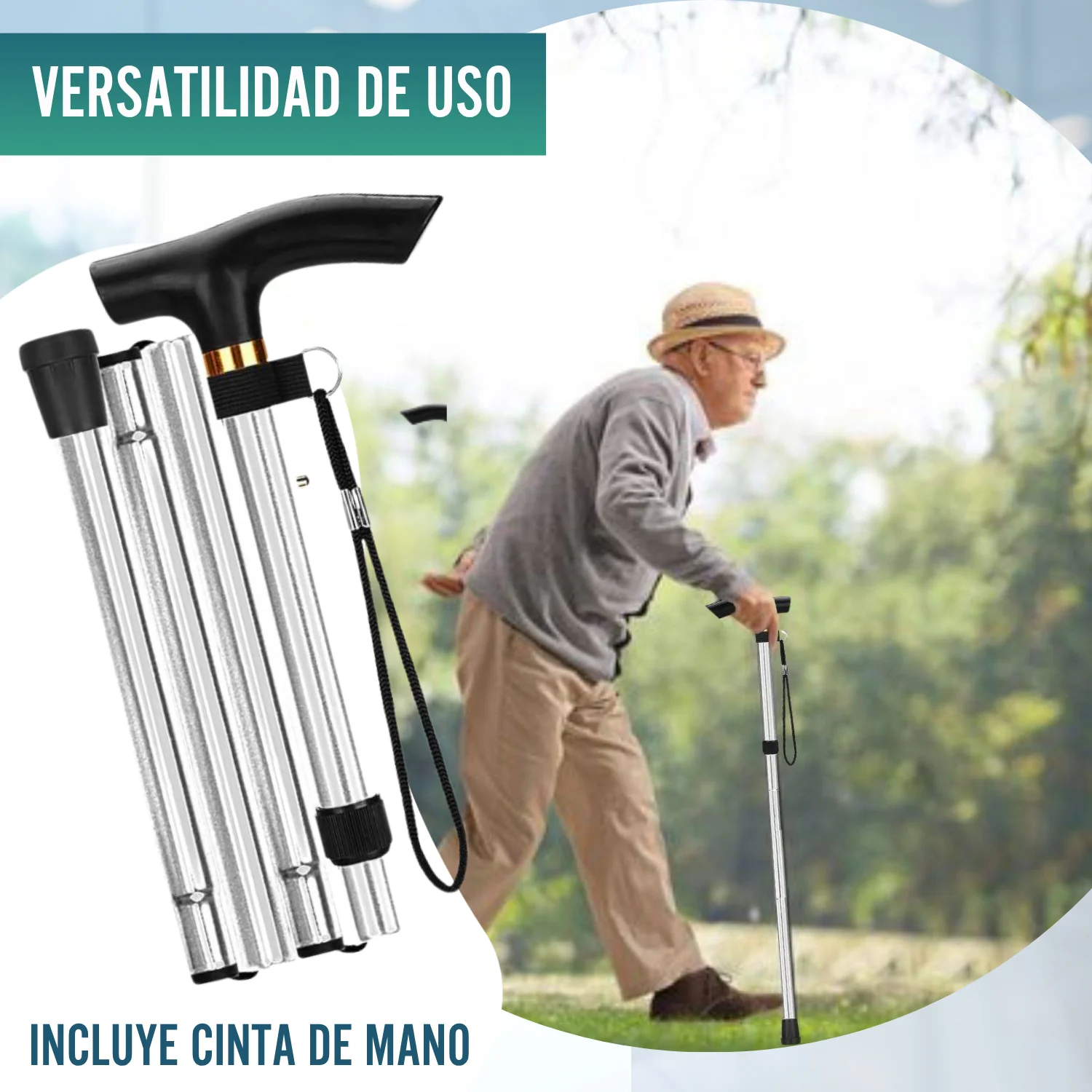 Bastón Ortopédico para Caminar Extensible | Plateado - Image 5