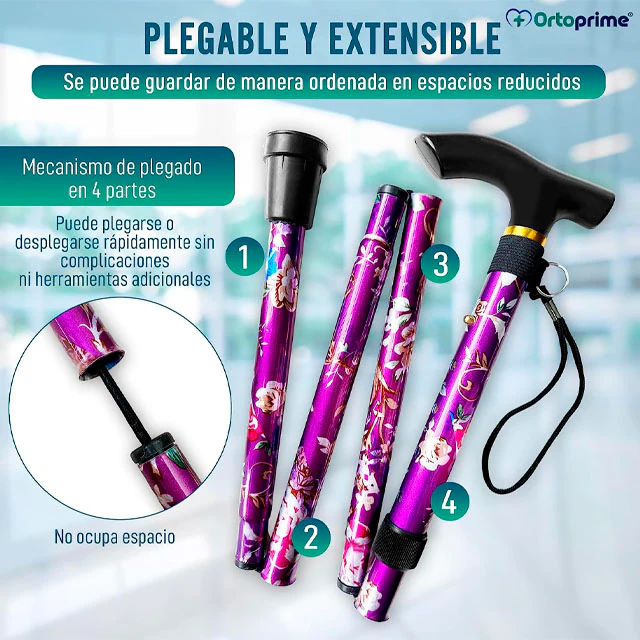 Bastón para Caminar Extensible 5 Posiciones | Estampado Floral - Image 5