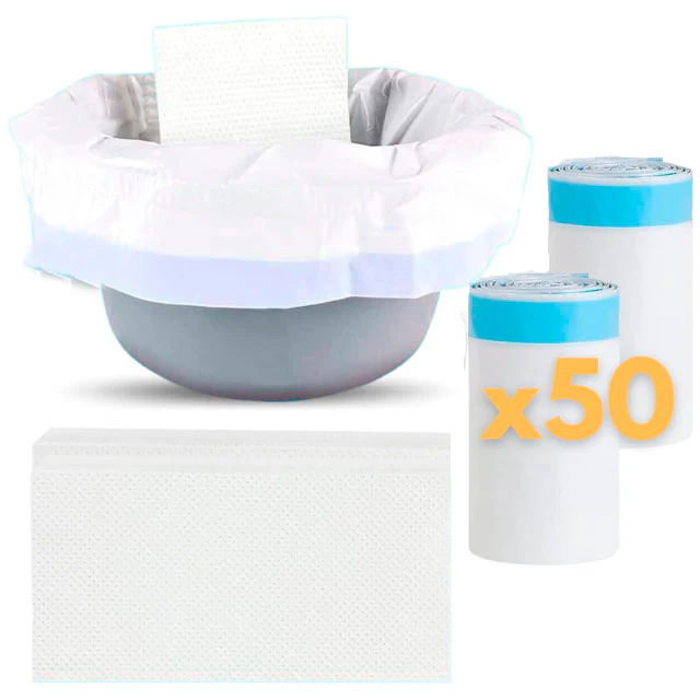 Bolsas Inodoro  Desechables con Almohadillas y Asas | Pack 50