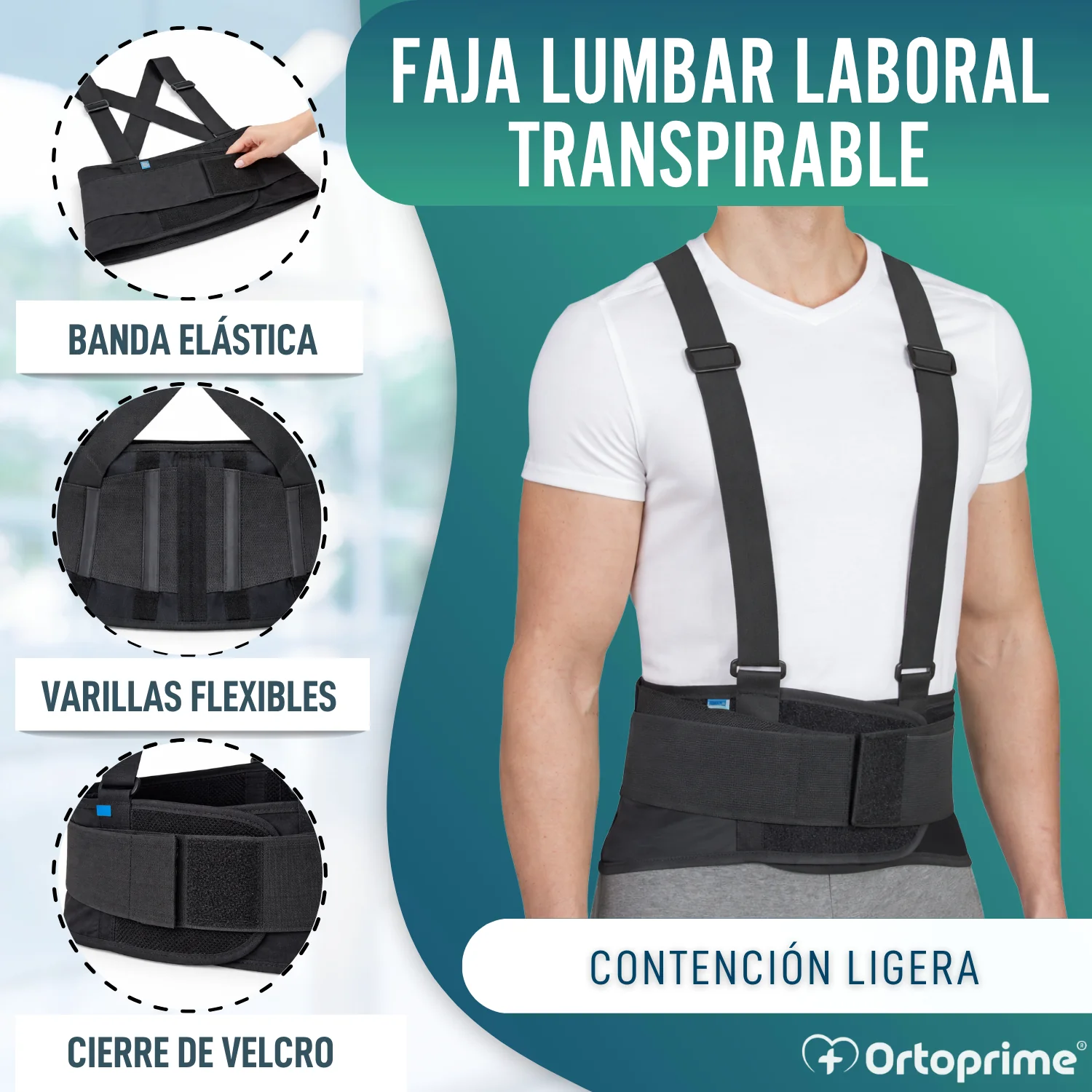 Faja Laboral Lumbosacrosa con Tirantes | Órtesis Ajustable - Image 3