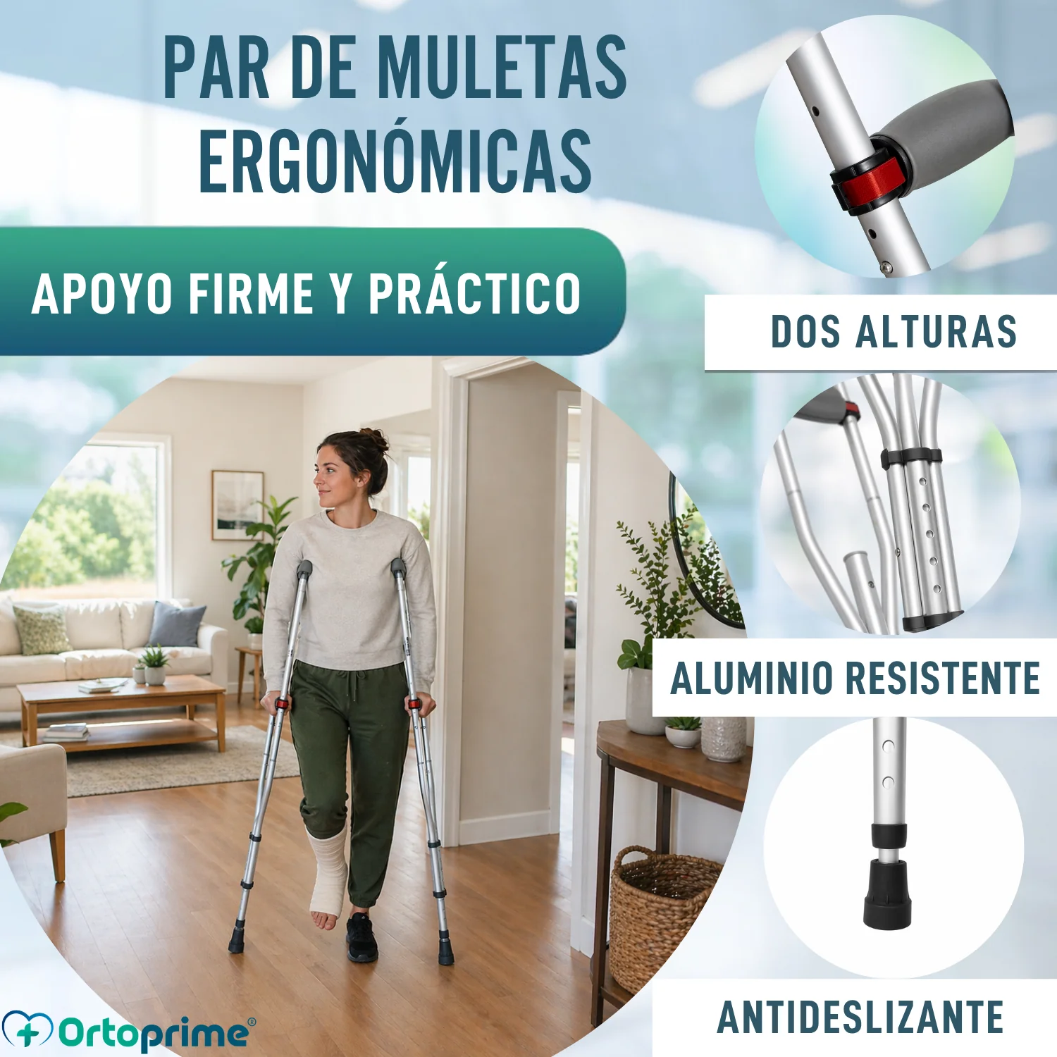 Muletas Axilares de Aluminio con Doble Regulación | Pack x2 - Image 4