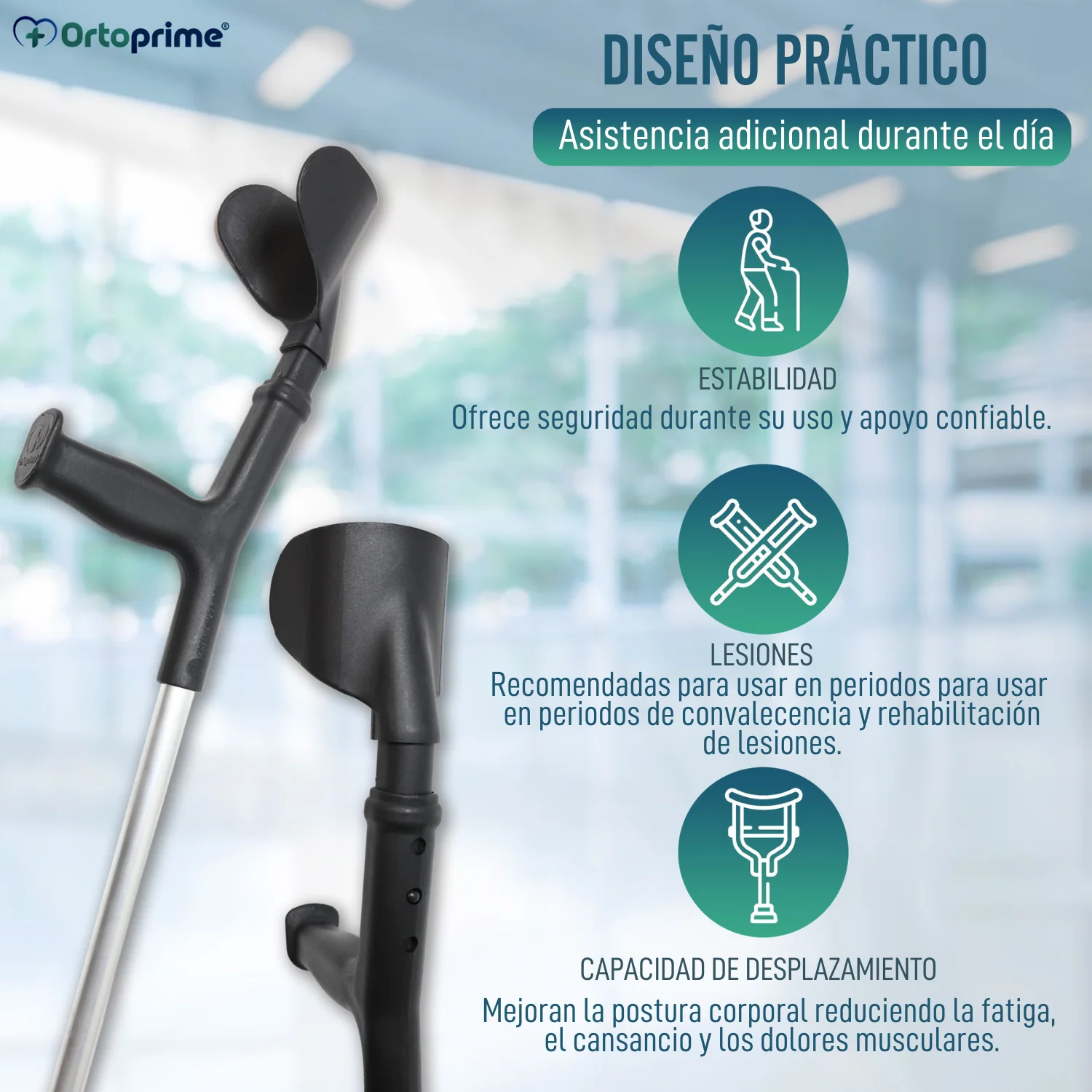 Pack 2 Muletas Regulables Ortopédicas | Dúo Bastón inglés - Image 2