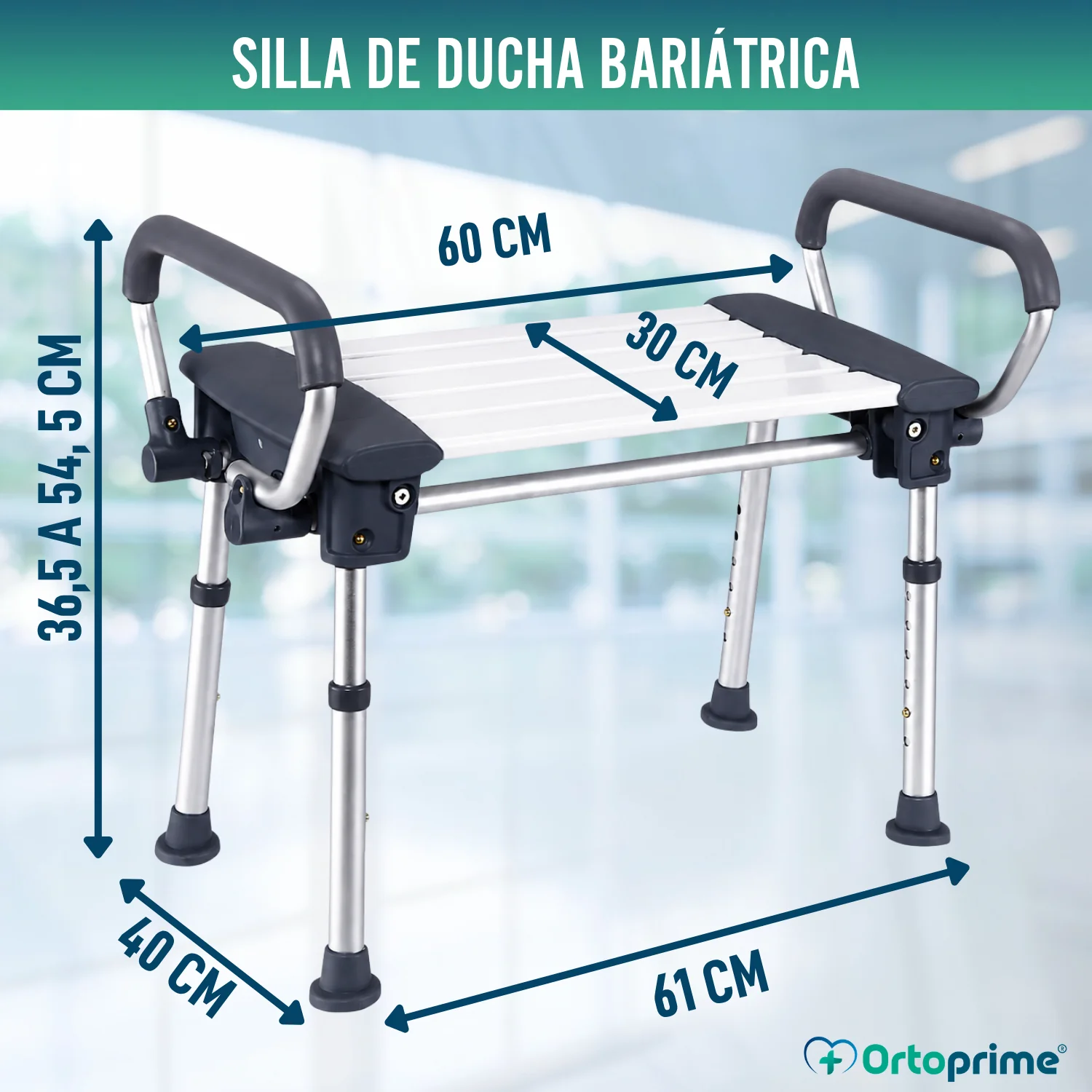 Asiento de Ducha Bariátrica XXL con Reposabrazos Abatibles - Image 2