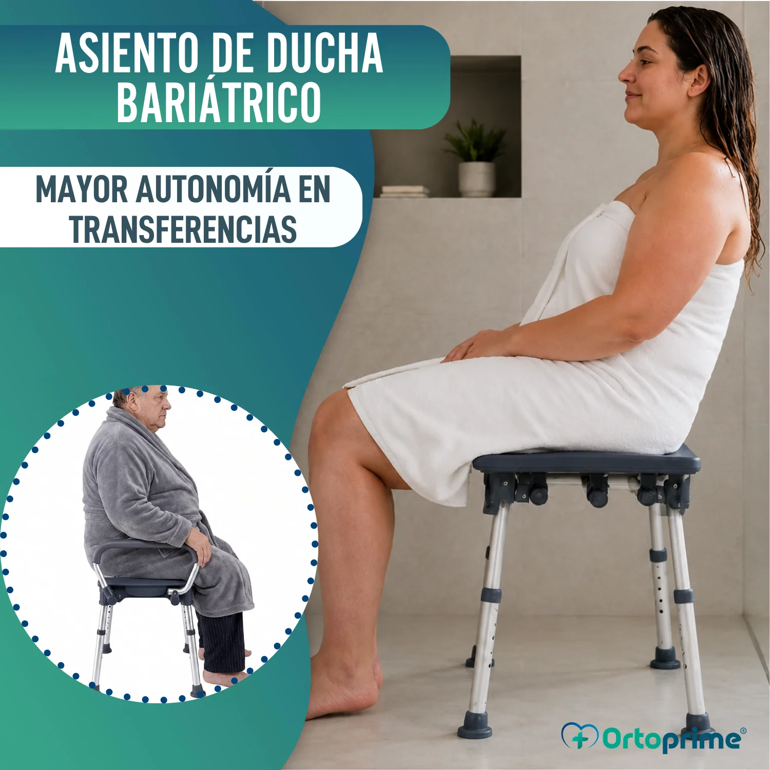 Asiento de Ducha Bariátrica XXL con Reposabrazos Abatibles - Image 4