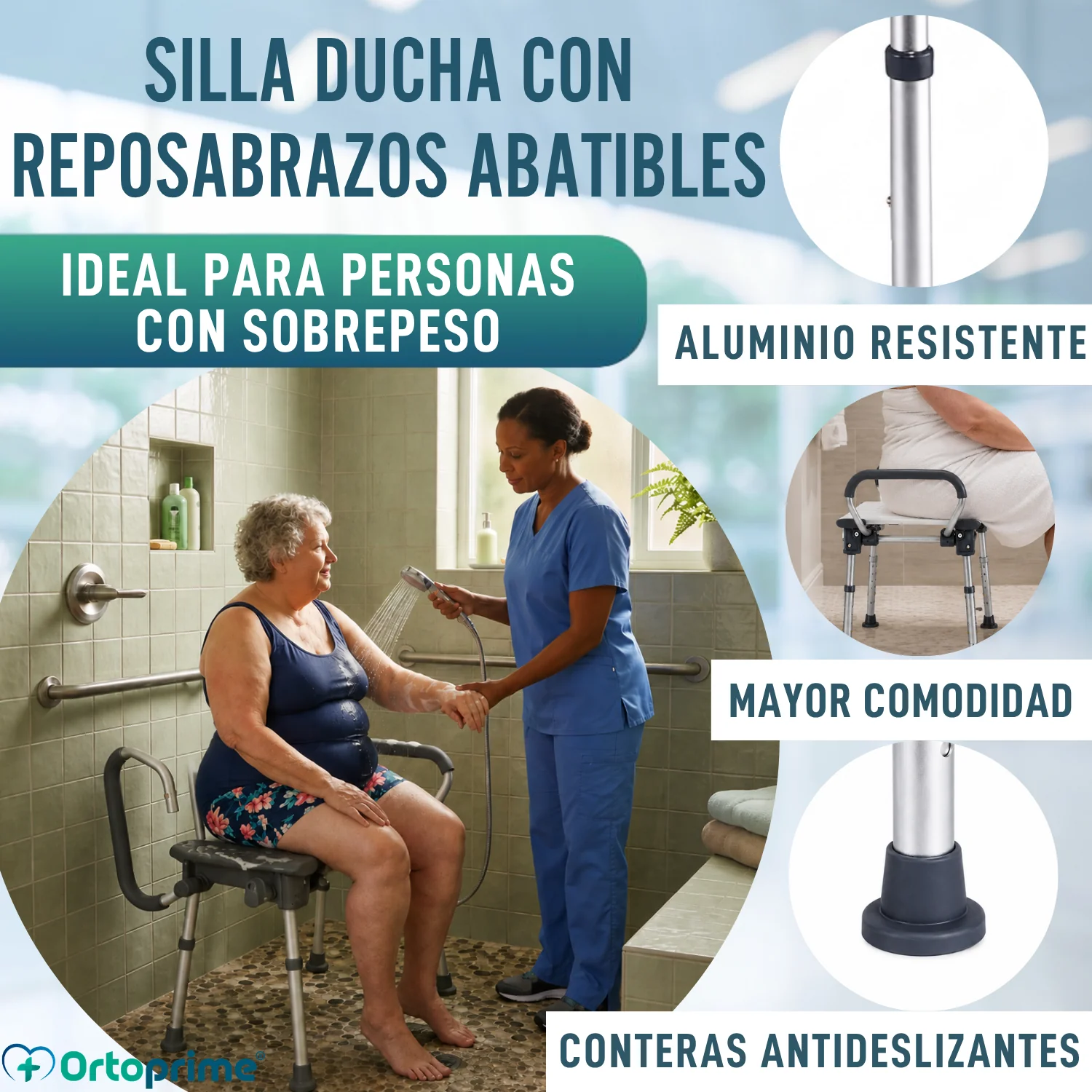 Asiento de Ducha Bariátrica XXL con Reposabrazos Abatibles - Image 5