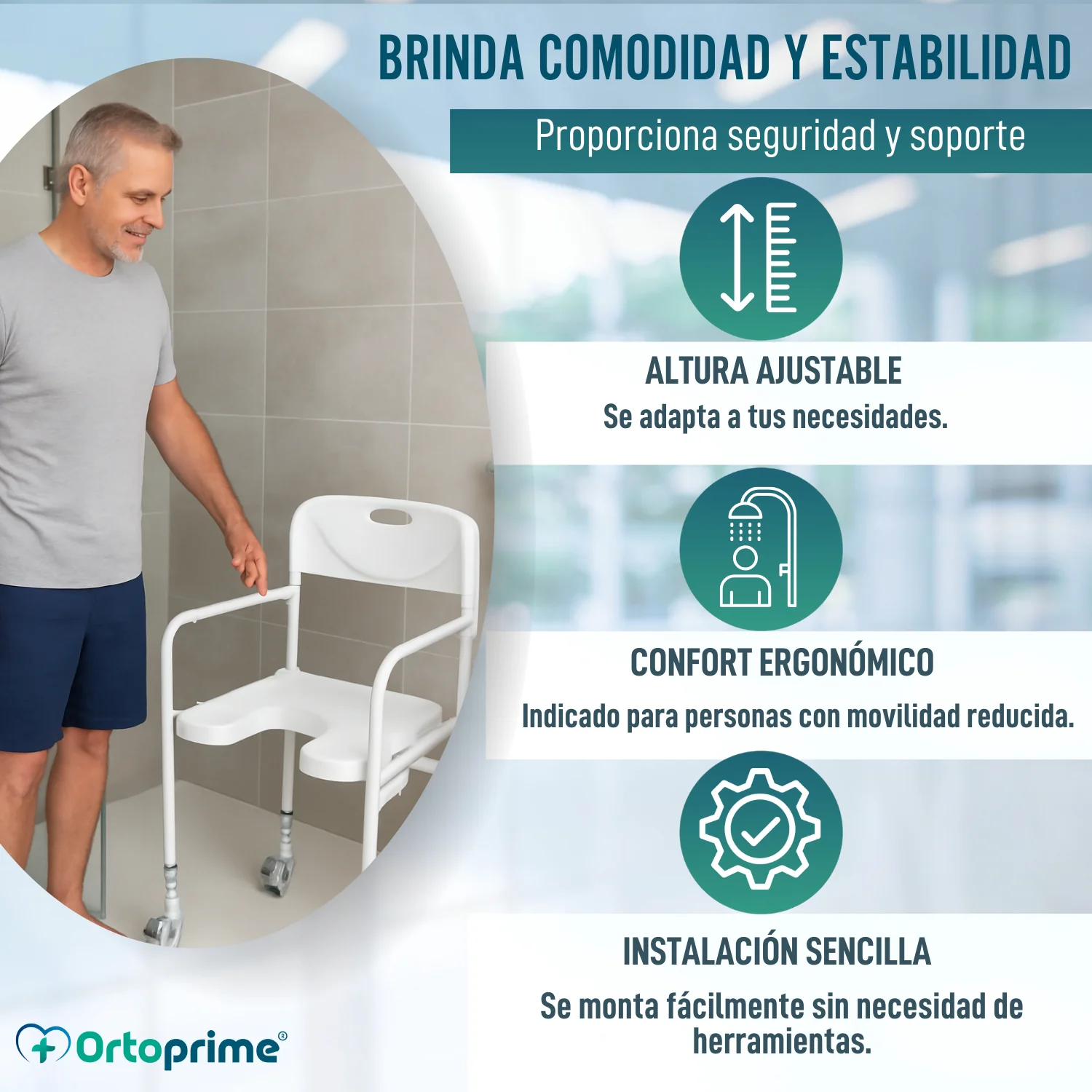 Silla de Ducha en Forma de U | Asiento para Baño Plegable - Image 3